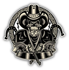 Lucky Cowboy Skull Car Bumper Sticker Decal - Picture 1 of 1