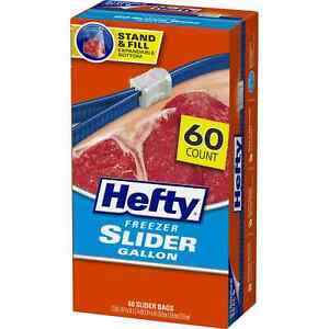 Hefty Slider Freezer Storage Bags, Gallon Size, 60 Count - Free Shipping