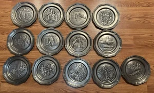 Franklin Mint American Revolution Bicentennial Pewter Plates Set of 13 - Picture 1 of 4