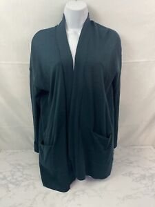 Ann Taylor Loft Women's Size Medium Green Long Sleeve Open Front Cardigan D1