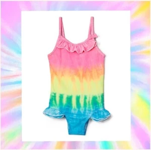 NWT TIE DYE BEACH Girls size 4 COLORFUL TIE DYE ONE PIECE SWIMSUIT - Picture 1 of 4