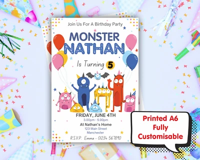 Monster Custom Birthday Party Invitations - Image 1 of 3
