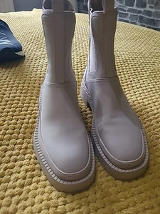 Next Ladies Chunky Ankle Boots Size 4 Beige - Picture 1 of 7