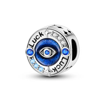 Pulsera MULA Europea Ojo Azul Suerte Cuentas Dije Circonita cúbica para Mujer Chapada en Plata 925 Foto 1 de 4