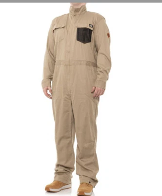 CAT Flame-Resistant Twill Full-Zip Coverall 50 R NWT Tan Kakhi Foto 1 de 3