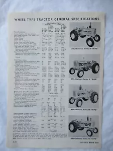 Hoja de datos de especificaciones del tractor Allis-Chalmers D15 D17 D10 D12 1964 - Imagen 1 de 2
