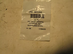 NUEVO EN CAJA 5 PIEZAS ANILLO DE RETENCIÓN SS DE BLOQUEO AUTOMÁTICO GRAINGER 5CU95 3/4" A0745 - Imagen 1 de 2