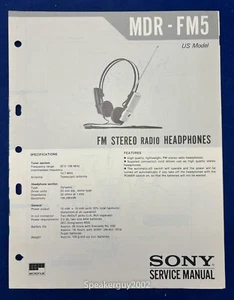 Original Sony MDR-FM5 FM Stereo Kopfhörer Serviceanleitung - Bild 1 von 1