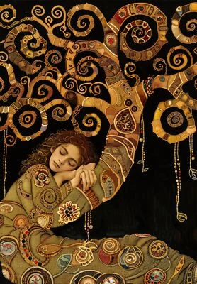 Póster de arte de pared estilo Gustav Klimt mujer árbol de la vida impresión imagen Foto 1 de 4