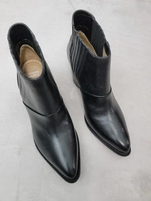 Botín Johnston & Murphy Mujer 9.5 M Cuero Negro Punta Vaquera Occidental Foto 1 de 4