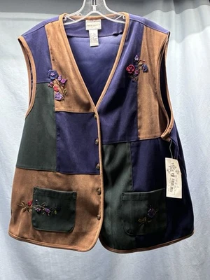 Nuevo con etiquetas Chaleco Napa Valley Vintage Para Mujer 1X Multicolor Patchwork Bordado Foto 1 de 4