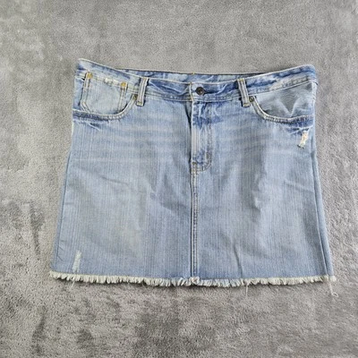 Polo Gigi Jeans Skirt Womens 14/32 Blue Denim Distressed Raw Hem Y2K 90s - Image 1 of 4