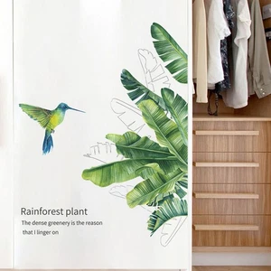 Tropical Palm Leaves Birds Wall Stickers DIY for Preschool Bathroom - Picture 1 of 7