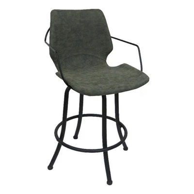 Swivel Counter Metal Bar Stool 26" - Asheville - Green Vinyl - Black Frame - Image 1 of 2