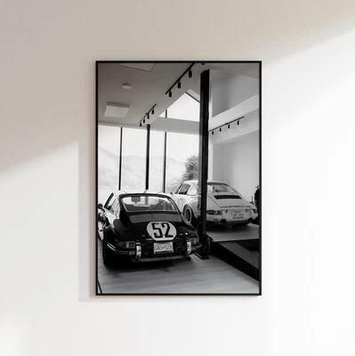 Black White Porsche 911 Print, Classic Porsche Poster, Vintage Porsche Wall Art - Image 1 of 3