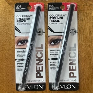 Revlon ColorStay Waterproof Eyeliner Pencil 202 Black Brown 0.01 oz Lot of 2 - Picture 1 of 2