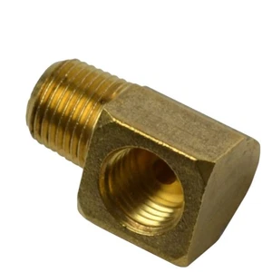 1/8 NPT to 3/8-24 Inverted Flare Brake Line Brass Adapter 90 Degree 3/16 Tube - Picture 1 of 9