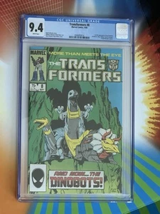 Marvel Comics Transformers #8 CGC 9,4 casi nuevo WP 1er Dinobots Grimlock Swoop 1985 - Imagen 1 de 5