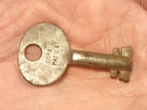 Vintage Stahl Hohllauf Vorhängeschloss Schloss Skelett Schlüssel markiert CORBIN PAT'D.87 P59 - Bild 1 von 7