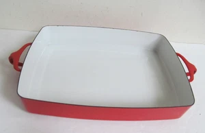 VTG DANSK Kobenstyle RED Enamel 3 QT. LARGE BAKER Lasagna MCM France - Picture 1 of 13