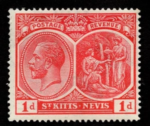 St Kitts-Nevis 1920-22 KGV SG25 1d scarlet Cat £4.25 LH Mint - Picture 1 of 2