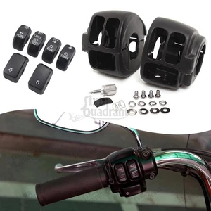 6× Button Cover Cap+Black Hand Control Switch Housing For Harley Dyna Iron 883 - Picture 1 of 13