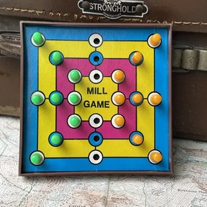Vintage Travel Game Mill Game Nine Men's Morris Campervan Retro 1960s - Picture 1 of 7