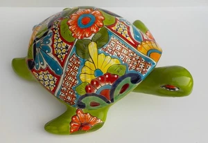 MEXICAN TALAVERA POTTERY SEA TURTLE SCULPTURE LARGE 17" LONG X 16" WIDE - Picture 1 of 5