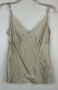 Arden B Cami Babydoll Boho Fairy Y2K Size M 100% Silk Lace Beaded Ivory Read - Picture 1 of 8