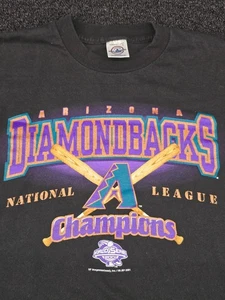 VINTAGE 2001 Arizona Diamondbacks T-Shirt Large Black Nattional League Champions - Picture 1 of 9