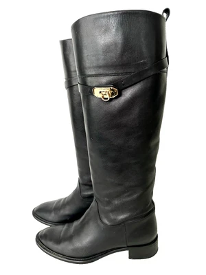 Botas Gancini Salvatore Ferragamo Calipso para mujer 9,5 M de cuero negro hasta la rodilla Foto 1 de 4