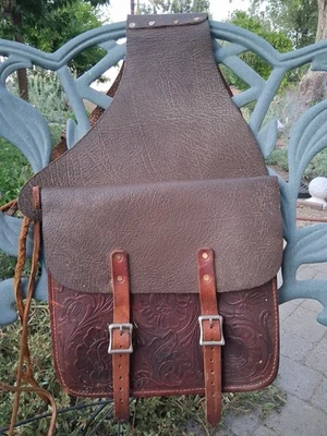 Bolso de montar de cuero Western Horse vintage hecho a mano pátina no rasgado  Foto 1 de 4