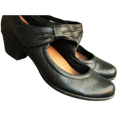 Cobb Hill Rockport Cuero Negro Mary Jane Tacón Gancho y Lazo Tacón Bajo 8.5 Trabajo Foto 1 de 4
