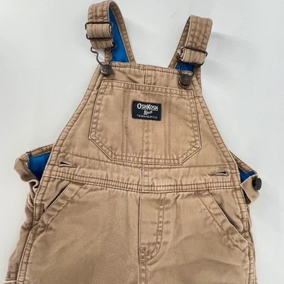 De Colección OshKosh Bgosh Bebé Niño Mono Chaleco Talla 18 Meses Caqui Forrado Vellón Foto 1 de 4