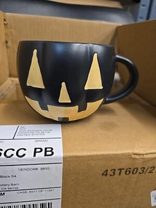 NEW Pottery Barn Black Jack O Lantern Mug 16 OZ Halloween Retired Rare - Picture 1 of 4