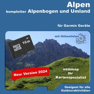 Alpen Karte Topo Höhenlinien 16 GB MicroSD Garmin etrex Vista HCx GPSMap 60 Nüvi