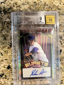 Nolan Ryan Signed 2023 Leaf Vivid Bursts Yellow Kaleidoscope BGS MT 9 Auto 10 - Picture 1 of 3