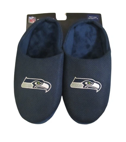 NWT FOCO Seattle Seahawks Mens Memory Foam Slide Slippers L 11/12 Navy MSRP$32 Cover