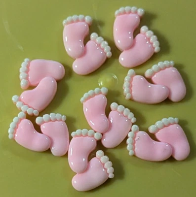 8 Small Pink Plastic Baby Feet Party Favors, Crafting, Baby Shower - Image 1 of 3