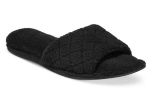 Charter Club Women's Memory Foam Scuff Slippers Open Toe - Black - 5 / 6 Small