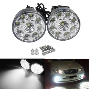 2x 9 LED Tagfahrlicht-Nebelscheinwerferlampe rund 70mm Durchmesser 12V Universal - Bild 1 von 12