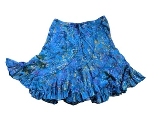 Eagle River Traders Womens Twirly Skirt Diagonal Panels Ruffles Floral Size L - Picture 1 of 11
