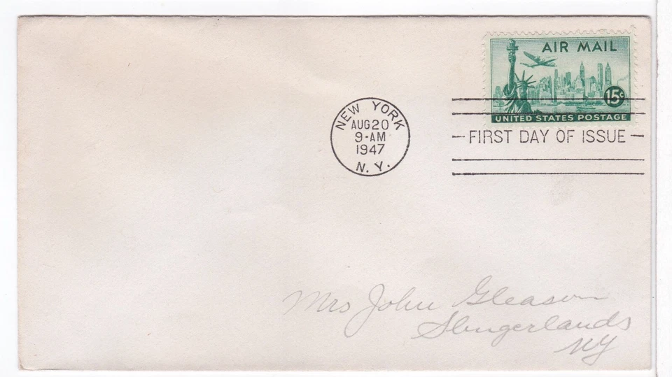 TurtlesTradingPost- 15 Cent Airmail 1947 FDC #C35- Statue of Liberty - Image 1 of 1