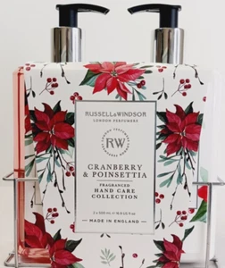 Russell & Windsor Cranberry & Poinsettia Hand Wash And Lotion Set Of 2 New - Picture 1 of 3