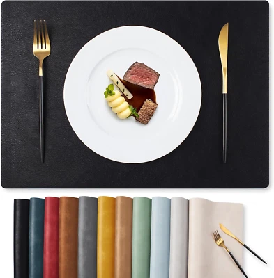 Vinyl Placemats Set of 4-12 X 17 Inch - Faux Leather 100% Waterproof Oil-Proof W - Image 1 of 4