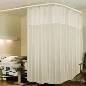 Hospital Curtain Zig Zag ICU 2 Panel Partition Net with White Curtain (12 x 7Ft) - Imagen 1 de 4