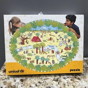 VINTAGE RARE UNICEF 200 PC OVAL PUZZLE SAFARI DANIEL CASTAN CODE 2700 COMPLETE - Picture 1 of 23