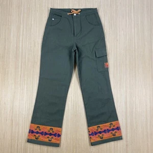 Disney Pants Girls Green Size 10 Straight Leg Bohemian Tribal Retro Drawstring - Picture 1 of 14