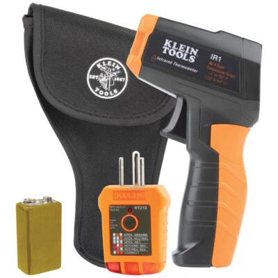 Klein Tools IR1KIT 9V 10:1 Infrared Thermometer w/ GFCI Receptacle Tester New - Image 1 of 4