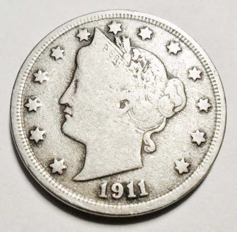 1911 P LIBERTY HEAD "V" NICKEL  *F - FINE*  **FREE SHIPPING** Cover